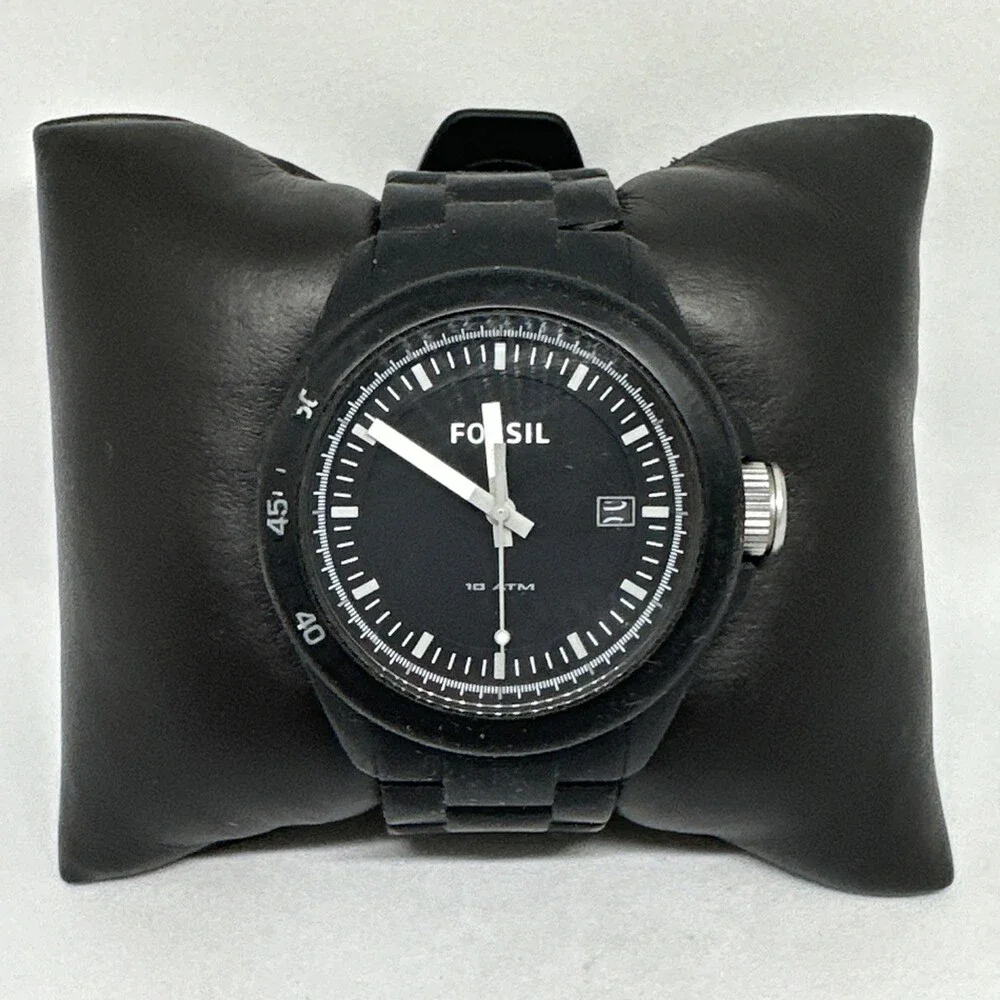 Fossil AM4505 Men's Black Silicone Straps Analog Dial Quartz Wristwatch HME687